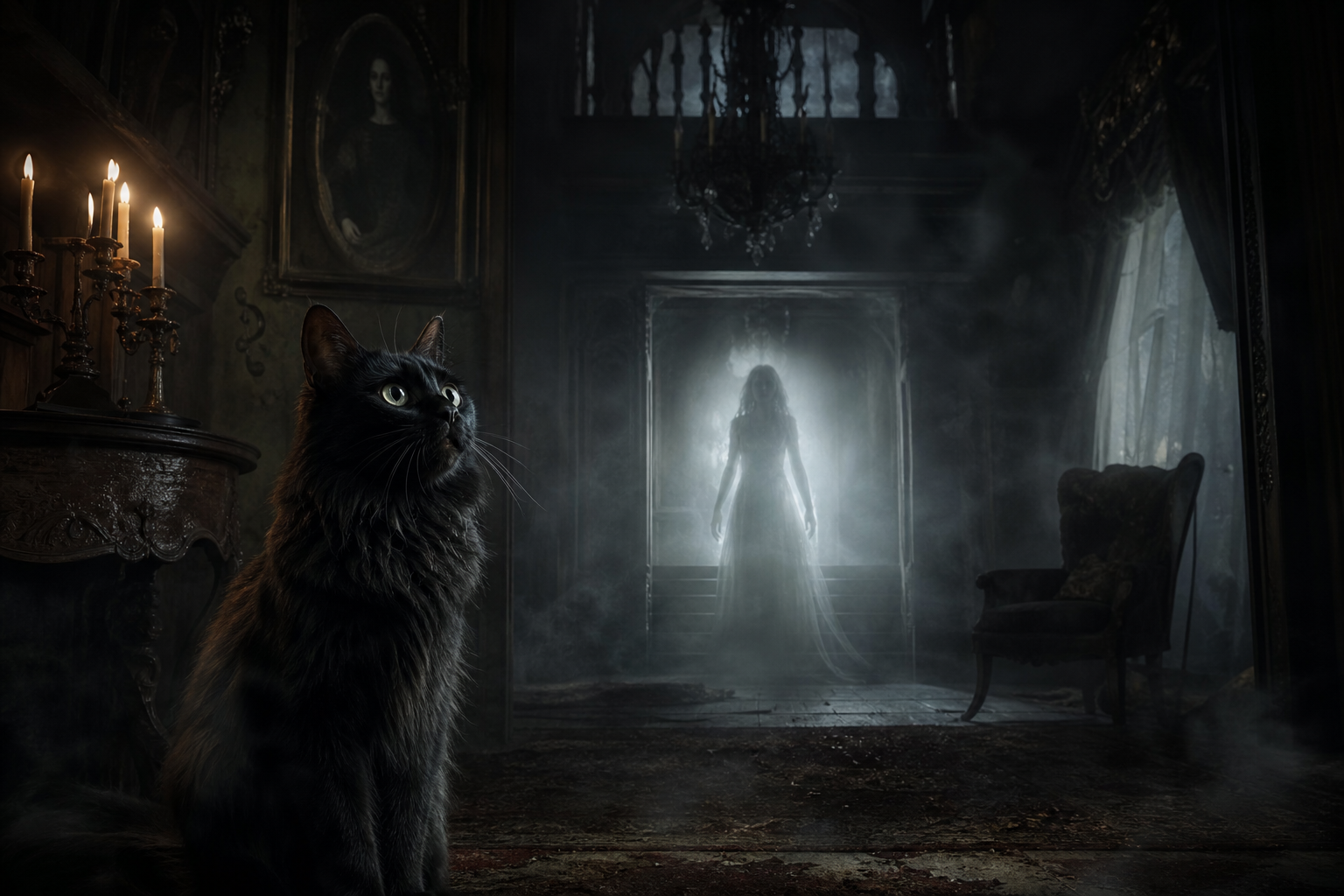 Do Cats See Ghosts? Feline Reacts to Invisible Presence During Dark Times